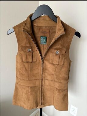 Lauren Ralph Lauren Suede-Like Vest in Caramel Brown